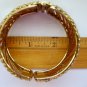 Iridescent shimmer bugle seed bead gold tone hinge cuff bracelet