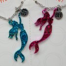 Wonder Nation mermaid blue pink glitter pendant BFF set of 2 necklaces NWT Wonder Nation mermaid blue pink glitter pendant BFF set of 2 necklaces NWT