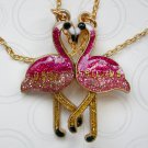 Wonder Nation pink flamingo glitter pendant Best Friends set of 2 necklaces NWT