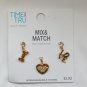 Time and Tru bone rhinestone paw heart LOVE gold 3 charms Mix and Match NWT