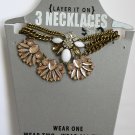 Layer It On rhinestone clear brown peach brass chunky chain necklace 3 pc set NWT Layer It On rhinestone clear brown peach brass chunky chain necklace 3 pc set NWT