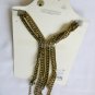 Layer It On rhinestone clear brown peach brass chunky chain necklace 3 pc set NWT