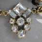 Layer It On rhinestone clear brown peach brass chunky chain necklace 3 pc set NWT