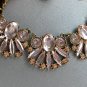 Layer It On rhinestone clear brown peach brass chunky chain necklace 3 pc set NWT