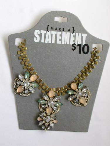 Make a Statement seafoam green peach rhinestone chunky necklace NWT