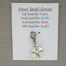 Hope Faith Love Luck Saying four leaf clover zipper purse charm Hope Faith Love Luck Saying four leaf clover zipper purse charm