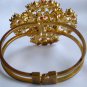 Peach Orange maltese crystal rhinestone gold clamp hinged bracelet lot of 2