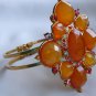 Peach Orange maltese crystal rhinestone gold clamp hinged bracelet lot of 2