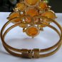 Peach Orange maltese crystal rhinestone gold clamp hinged bracelet lot of 2