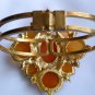 Peach Orange maltese crystal rhinestone gold clamp hinged bracelet lot of 2