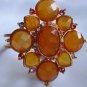 Peach Orange maltese crystal rhinestone gold clamp hinged bracelet lot of 2