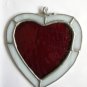 Heart red white stained glass suncatcher handmade