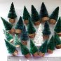 Vintage mini green white bottle brush pipe cleaner christmas trees wooden base lot 20