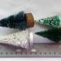 Vintage mini green white bottle brush pipe cleaner christmas trees wooden base lot 20
