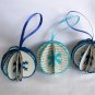Recycled book page snowflake paper ornament blue aqua lot