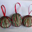 Recycled book page bright red green ornament honeycomb handmade Recycled book page bright red green ornament honeycomb handmade