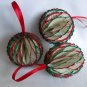 Recycled book page bright red green ornament honeycomb handmade