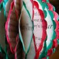 Recycled book page bright red green ornament honeycomb handmade