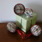 Recycled book page bright red green ornament honeycomb handmade