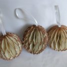Recycled book page honeycomb ornament victorian beige