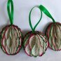 Recycled book page honeycomb Christmas ornament dark green red