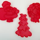 Wilton red plastic christmas cookie cutters fat santa tree wreath lot 3 Wilton red plastic christmas cookie cutters fat santa tree wreath lot 3