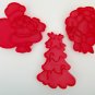 Wilton red plastic christmas cookie cutters fat santa tree wreath lot 3