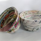 Recycled upcycled magazine page bowl painted opaque white