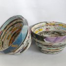 Recycled upcycled magazine bowl multi color mini handmade