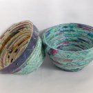 Recycled magazine bowl blue shimmer painted handmade Recycled magazine bowl blue shimmer painted handmade