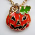 Halloween enamel pumpkin pendant spooky charm chain necklace Halloween enamel pumpkin pendant spooky charm chain necklace