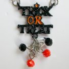 Trick or Treat charm bead silver chain Halloween necklace