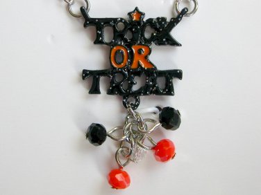 Trick or Treat charm bead silver chain Halloween necklace