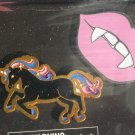 Women Owned black unicorn fang pink lips enamel pins set of 2 Women Owned black unicorn fang pink lips enamel pins set of 2