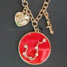 No Boundaries Aquarius the free spirit red charm chain necklace NWT