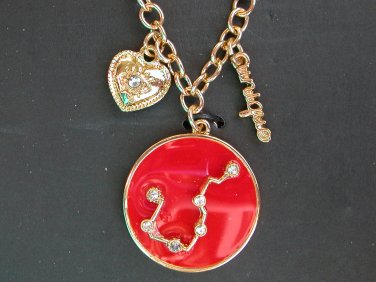 No Boundaries Aquarius the free spirit red charm chain necklace NWT
