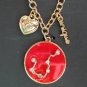No Boundaries Aquarius the free spirit red charm chain necklace NWT