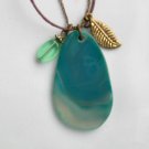 Green Agate slab polished pendant semi precious stone necklace