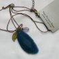 Blue Agate slab polished pendant semi precious stone necklace
