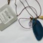 Blue Agate slab polished pendant semi precious stone necklace