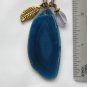 Blue Agate slab polished pendant semi precious stone necklace