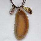 Brown Agate slab polished pendant semi precious stone necklace Brown Agate slab polished pendant semi precious stone necklace