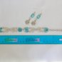Snowflake charm aqua blue luster hex seed bead Bracelet Earrings Set