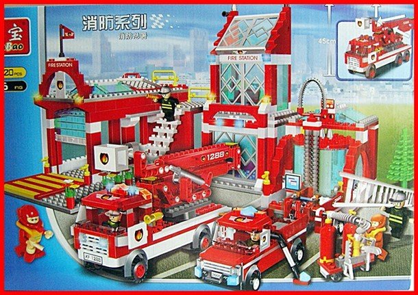 Huge 820PCS Fire Station Engine Truck Firefighter Figure Model Brick