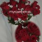 84 Silk Rose Flowers with Raindrops-Wedding Roses Flowers - Burgundy