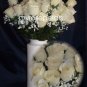 84 Silk Rose Flowers with Raindrops-Wedding Roses Flowers - Ivory