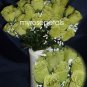 84 Silk Rose Flowers with Raindrops-Wedding Roses Flowers - Lime Green