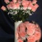 84 Silk Rose Flowers with Raindrops-Wedding Roses Flowers - Peach