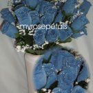 84 Silk Rose Flowers with Raindrops-Wedding Roses Flowers - Periwinkle