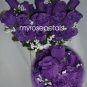 84 Silk Rose Flowers with Raindrops-Wedding Roses Flowers - Purple
